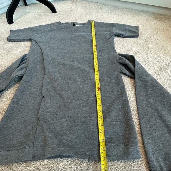 TRIPLE Five Soul heather gray tie front sweatshirt sweater dress Sz L - Picture 13 of 14